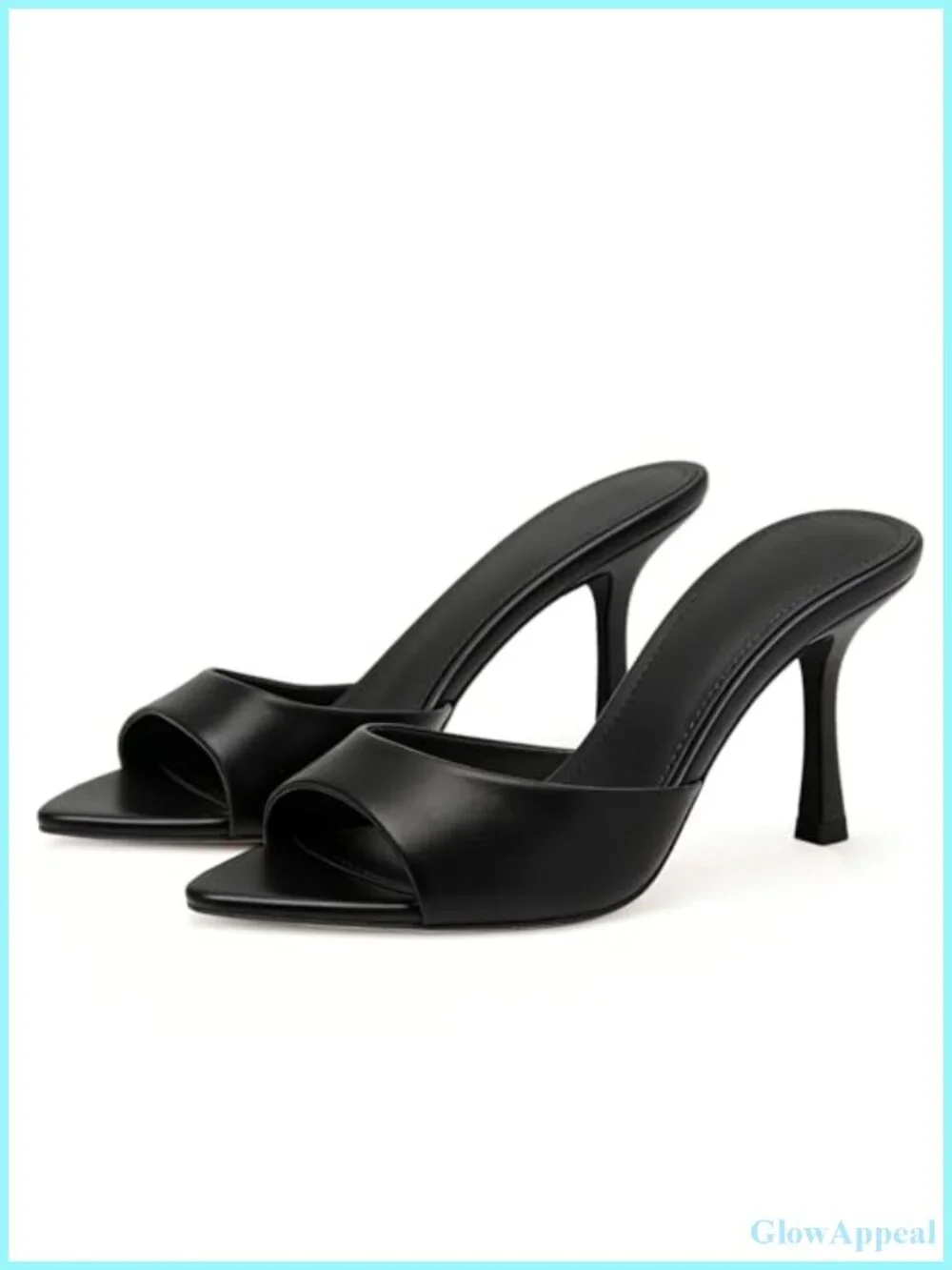 Faux Leather High Heel Mules Open Pointed Toe Slip On Pumps Women
